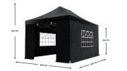 Partytent 3x4.5 meter easy-up zwart MET zijwanden