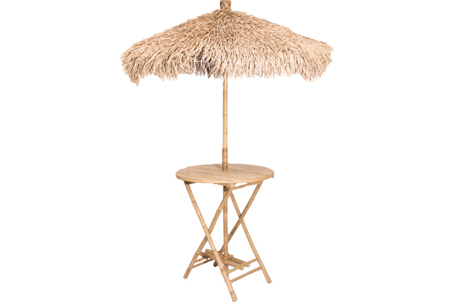 Bamboe statafel met rieten parasol - Tropicalverhuur - 1