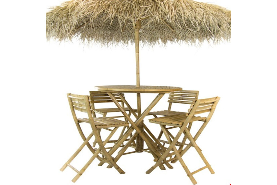 Bamboe tafel met 4 krukken - Tropicalverhuur - 1
