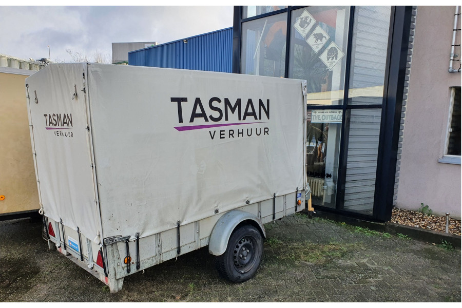 Aanhanger met huif enkelasser - Tasman Verhuur - 2