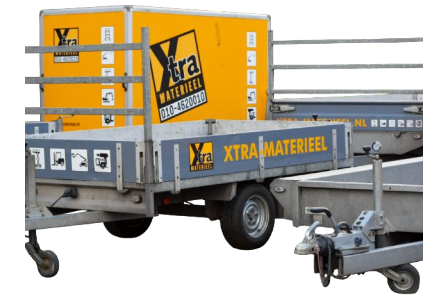 Plateau Aanhangwagen - Xtra Materieel B.V. - Dubbelasser - zijaanzicht