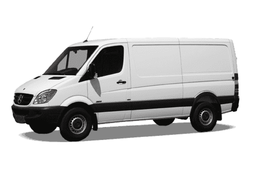 Bestelbus Mercedes Sprinter 3x lang - Blue Rent a Car Den Bosch - vooraanzicht