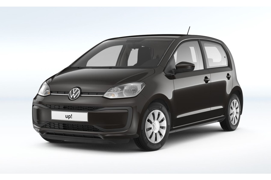 Volkswagen up zwart | Zwarte auto in parkeerstand | Auto totaal verhuur | Compacte auto huren